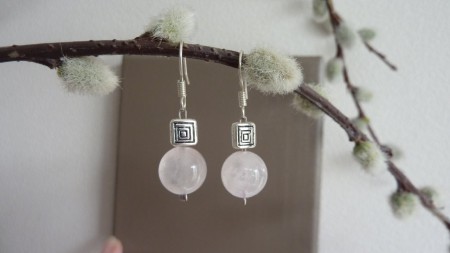 BO Quartz rose 10mm et perle métal