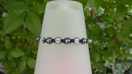 10 € -Shamballa Hématite et Cristal de roche 6mm