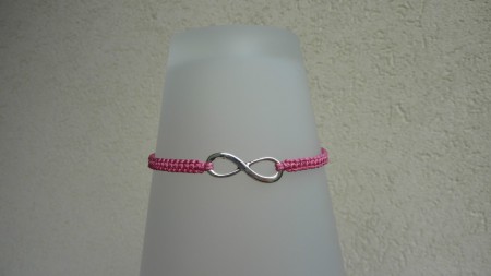6€ Métal argenté : Infini 8x24mm - Fil Rose
