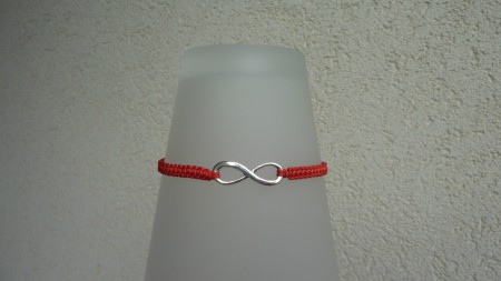 6€ Métal argenté : Infini 8x24mm - Fil Rouge