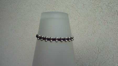 6€ Perles Metal argenté Ø4mm -Fil Marron