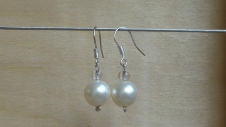 BO Cristal de roche 4mm et swarovski Nacrée crème 10mm