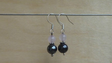 BO Quartz rose 6mm + Hématite 8mm