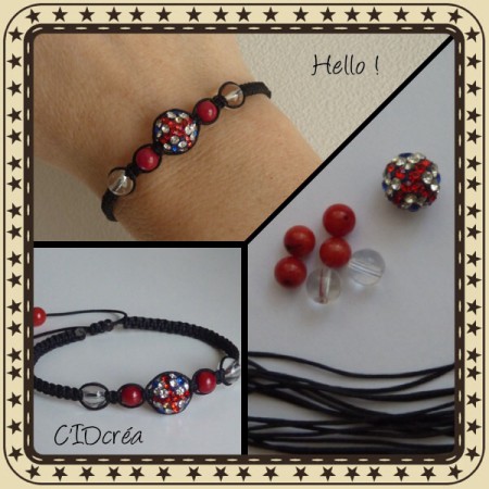 8 € -Perles Corail, Cristal de Roche et Shamballa fantaisie