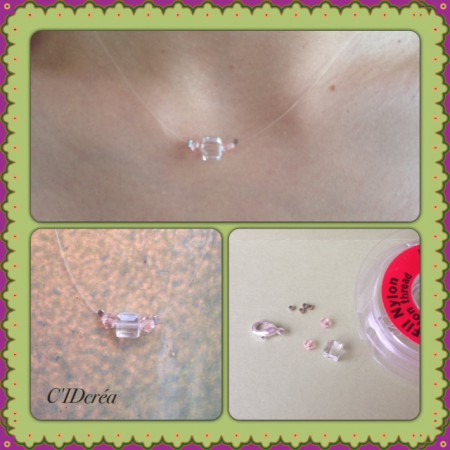 6€ Fil Nylon -Cube cristel & Toupies rose swaro